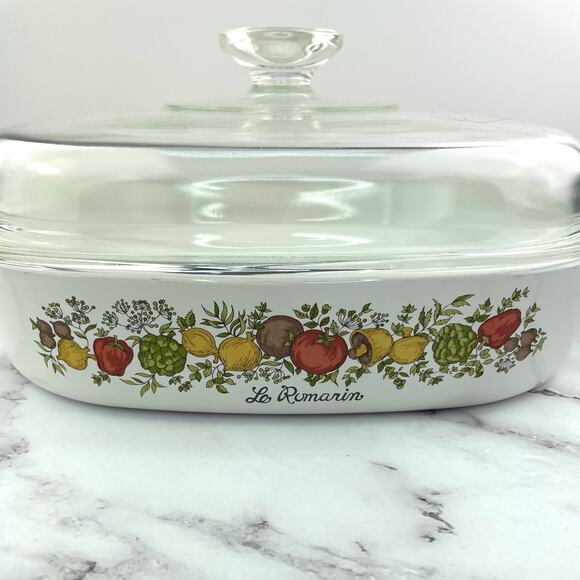 Corning Ware Le Romarin Spice of Life Casserole Dish A-10-B with Glass Lid Dish - Picture 3 of 12